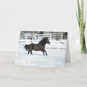 Mustang Horse Running Snow Frohen Festtage Card Karte