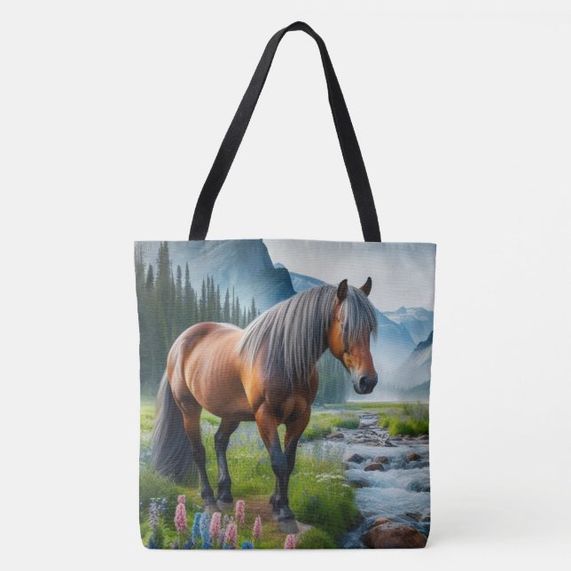 Mustang Horse Stream and Mountain Tasche (Vorderseite)