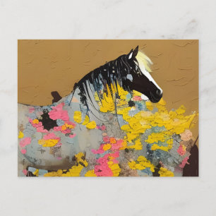 Mustang in der Wüste Wildblumen Postkarte