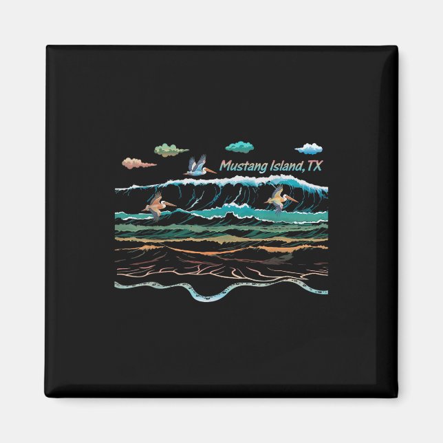 Mustang Island Texas Farbstoff Krawatte Pelican Be Magnet (Vorne)