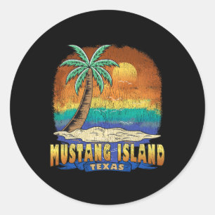 Mustang Island Texas Vintage Souvenir mit Gebrauch Runder Aufkleber