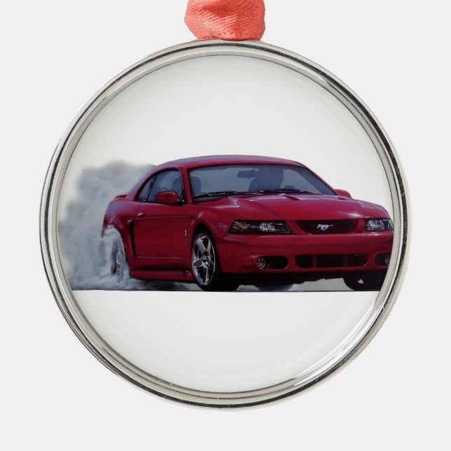 Mustang-KobraBurnout 2004 Silbernes Ornament (Vorne)
