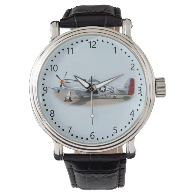 Mustang P-51D Luftfahrzeuge Armbanduhr (Vorderseite)