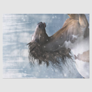 Mustang Pferd im Schnee Seidenpapier