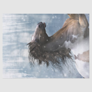 Mustang Pferd im Schnee Seidenpapier