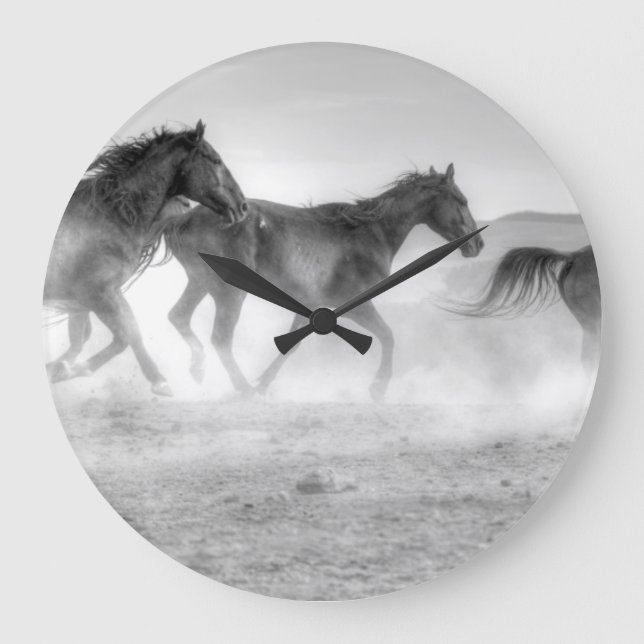 Mustang Run Große Wanduhr (Vorderseite)