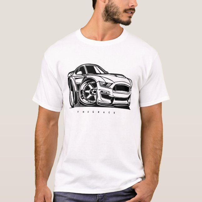 Mustang Shelby Toon Art Car Enthusiasten T-Shirt (Vorderseite)