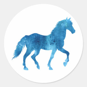 Mustang Silhouette - Hintergrundfarbe auswählen Runder Aufkleber