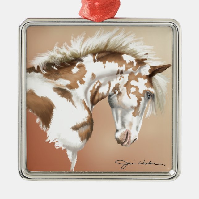 Mustang Wild Xtend Silbernes Ornament (Vorne)