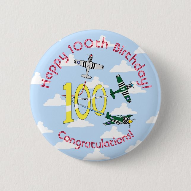 Mustangs 100. Geburtstag (Blue Sky) Abzeichen Button (Vorderseite)