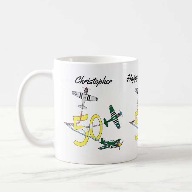 Mustangs 50. Geburtstag Kaffee Tasse (Links)
