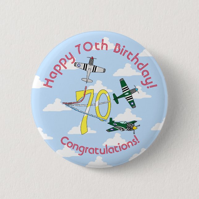 Mustangs 70. Geburtstag Abzeichen Blue Sky Button (Vorderseite)