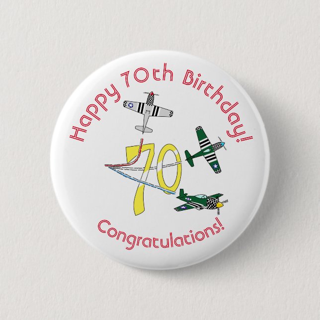 Mustangs 70. Geburtstag Abzeichen Button (Vorderseite)