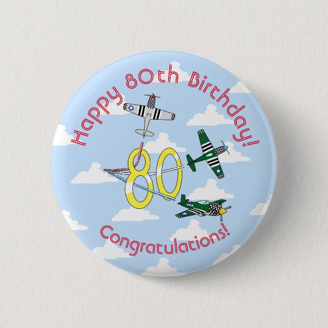 Mustangs 80. Geburtstag Abzeichen Blue Sky Button (Vorderseite)