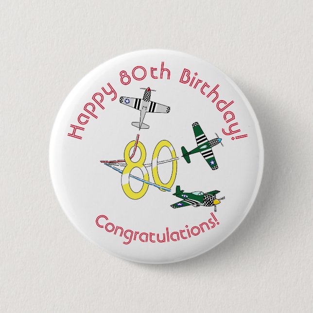 Mustangs 80. Geburtstag Abzeichen Button (Vorderseite)
