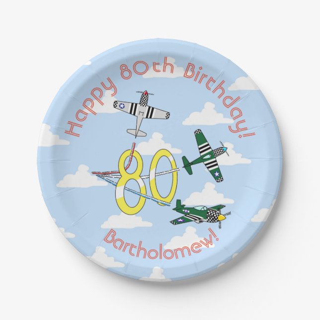 Mustangs 80. Geburtstag Blue Sky Paper Plate Pappteller (Vorderseite)