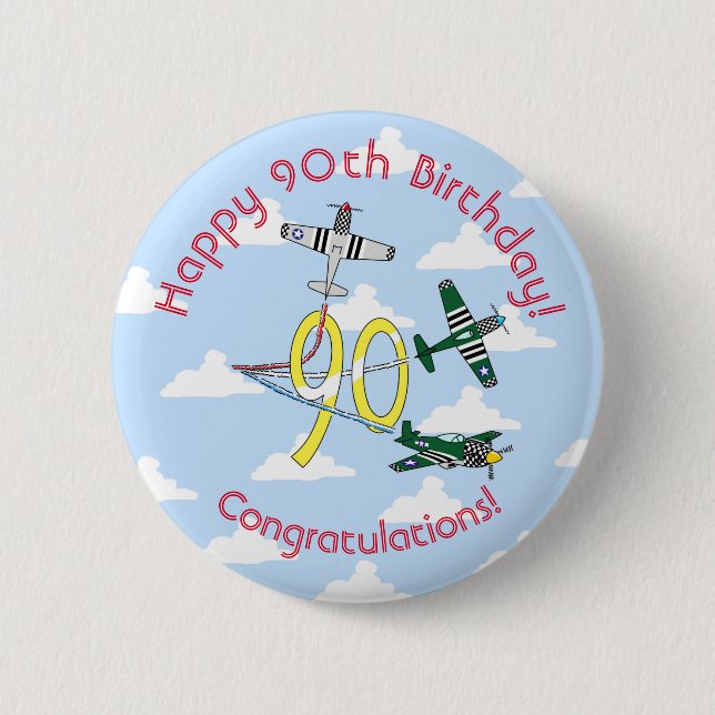 Mustangs 90. Geburtstag (Blauer Himmel) Abzeichen Button (Vorderseite)