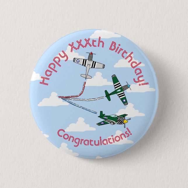 Mustangs Birthday (Blue Sky) Abzeichen Button (Vorderseite)