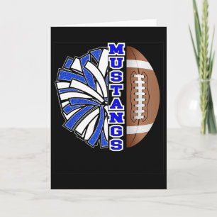 Mustangs Football Cheer Blau Weiße Schulgeist Karte