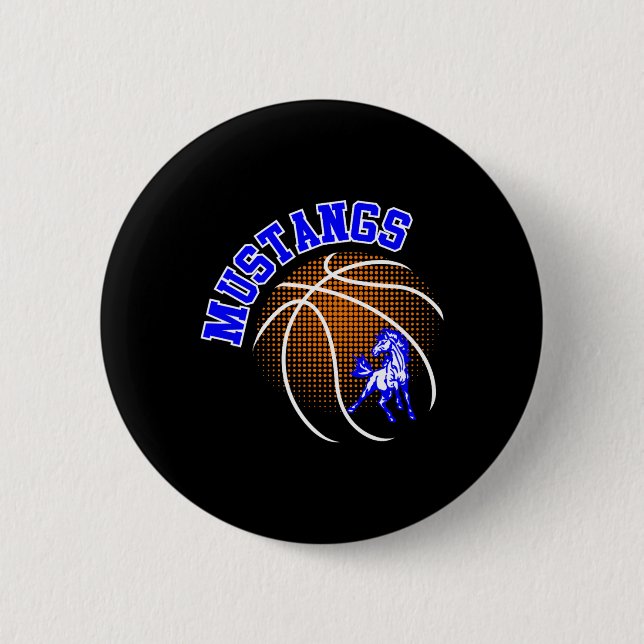 Mustangs Sketll Mustang Stolz Schulgeist Maskottch Button (Vorderseite)