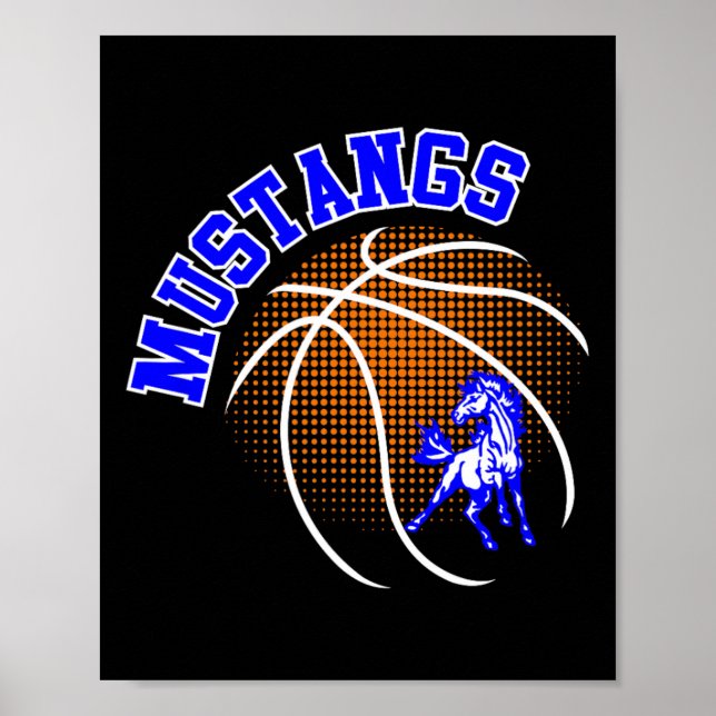 Mustangs Sketll Mustang Stolz Schulgeist Maskottch Poster (Vorne)