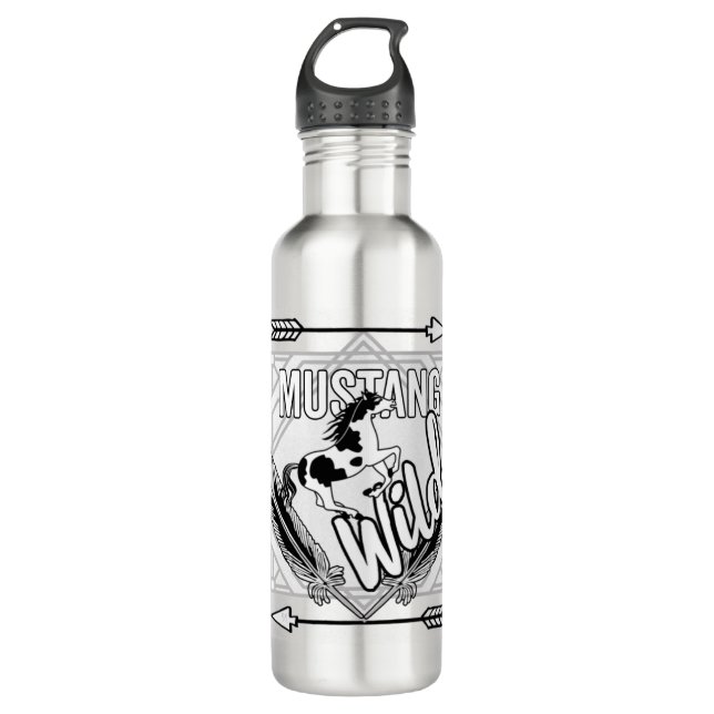 MustangWild Wasserflasche Running Pin Edelstahlflasche (Vorderseite)