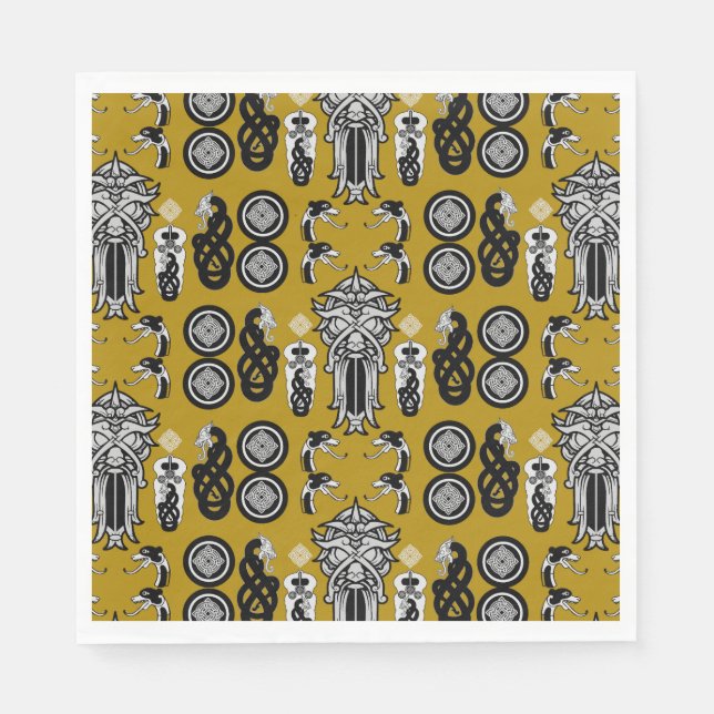 Mustard Anglo Saxon Art Print Serviette (Vorderseite)