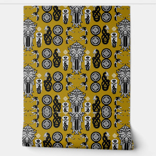 Mustard Anglo Saxon Art Print Tapete