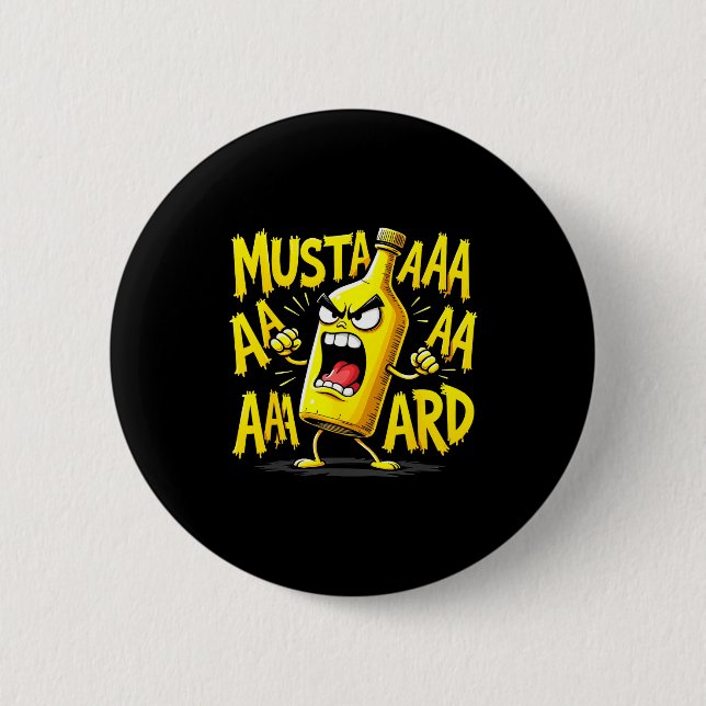 Mustard Bottle Scream Funny Condiment Rap Humor  Button (Vorderseite)