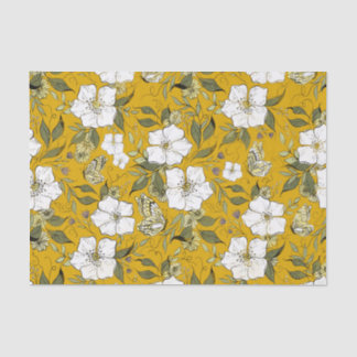 Mustard Butterfly Floral Seidenpapier