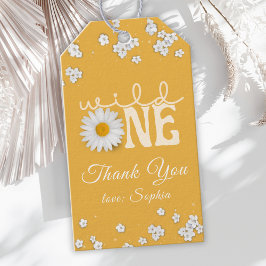 Mustard Daisy Wild One 1st Birthday  Geschenkanhänger