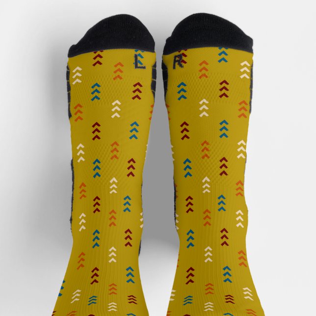 Mustard Ethnic Summer Arrow Pattern Socks Socken (Oben)