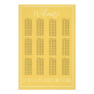 Mustard Gelbe Minimalistische Sitzkarte drucken Fotodruck