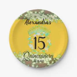 Mustard Gold Elegant Quinceanera Celebration Pappteller