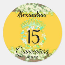 Mustard Gold Elegant Quinceanera Celebration Runder Aufkleber