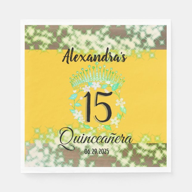 Mustard Gold Elegant Quinceanera Celebration Serviette (Vorderseite)