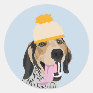 Mustard Hat Coonhound Runder Aufkleber