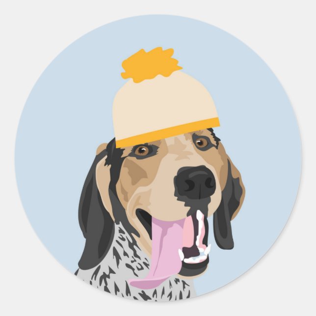 Mustard Hat Coonhound Runder Aufkleber (Vorderseite)
