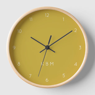 Mustard Monogram   Initials Modern Stylish Yellow Uhr