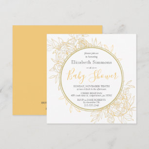 Mustard Peony Modern Floral Toile Baby Dusche Einladung