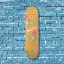 Mustard Retro Daisy Bouquet Musterskateboard