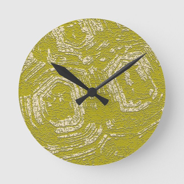 Mustard Tortoise Muschel abstrakt von Leah G Runde Wanduhr (Vorderseite)