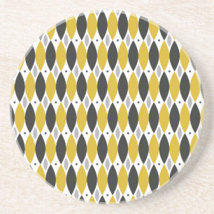 Mustard und Black Modern Geometric Diamond Pattern Getränkeuntersetzer