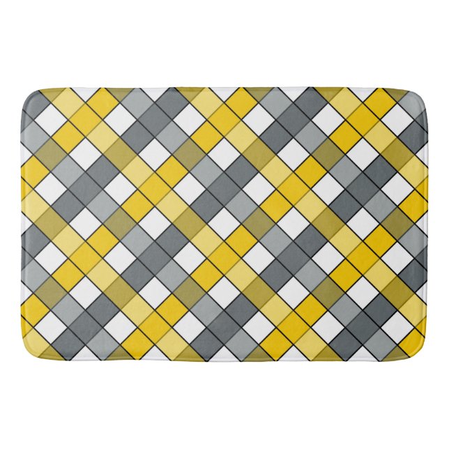 MUSTARD UND CHARCOAL KARIERT BADEMATTE (Vorderseite)