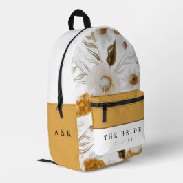 Mustard Watercolor Floral Bridge Backpack Bedruckter Rucksack
