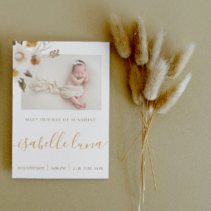 Mustard Watercolor Floral Geburtsankündigungen Einladung