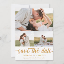 Mustard White EleganBold Fett Script Foto Collage Save The Date