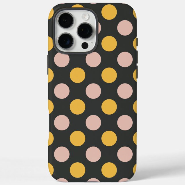 Mustard Yellow and Pink Polka Dot Pattern Case-Mate iPhone Hülle (Rückseite)