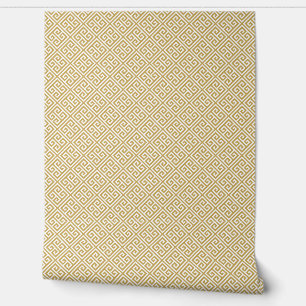 Mustard Yellow and White Greece Key Pattern Tapete