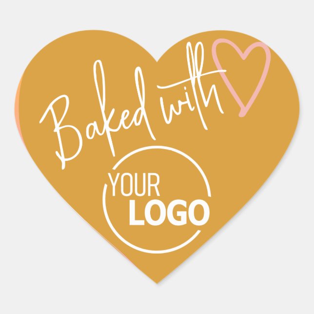 Mustard Yellow Baked Liebe hausgemachte Backlogos Herz-Aufkleber (Vorderseite)